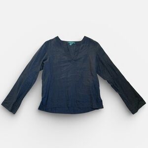 Ralph Lauren Black Embroidered Linen Top